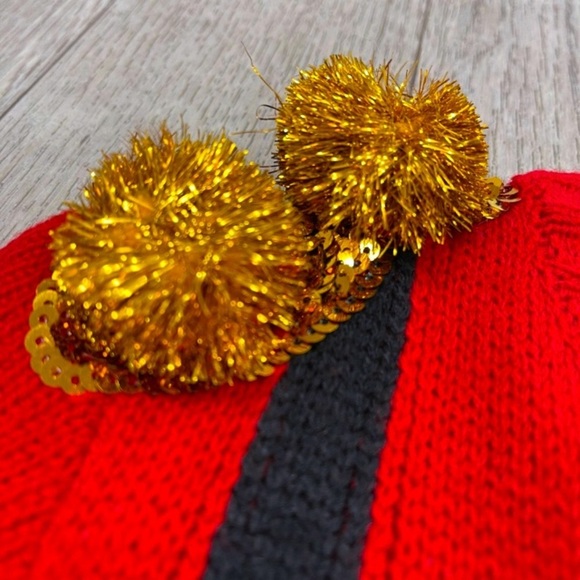 Gold embellished red & white knit Christmas dress - Picture 3 of 5